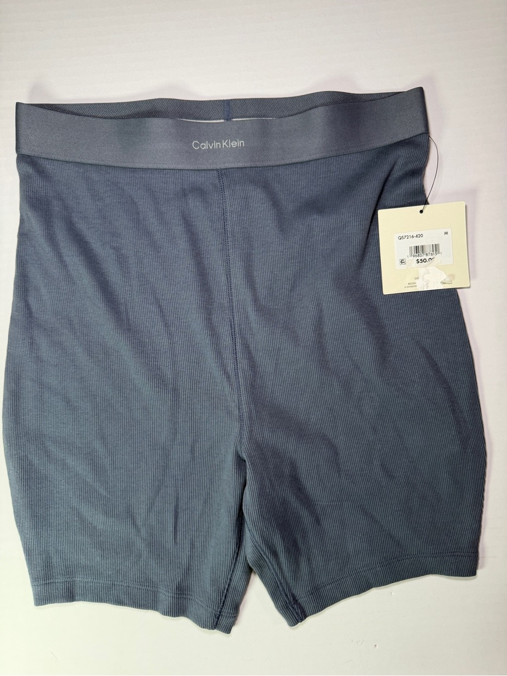 Calvin Klein Women's Ribbed Bike Shorts in Slate